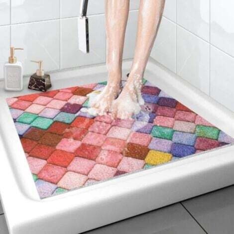 Tappetino antiscivolo per doccia, 60x60 cm, morbido e confortevole, con fori di drenaggio, in PVC effetto luffa.