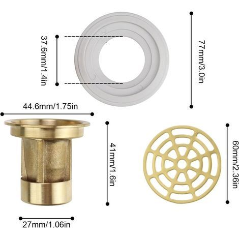 Aiperq – Siphon douche à l'italienne en laiton – Bouchon anti-odeur pour drainage efficace – Diamètre d'ouverture 27-55 mm – Installation facile (1/3)