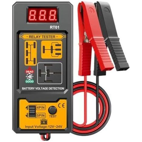 Testeur de Relais Batterie,Détecteur tension électrique avec câbles à pinces - relais 4 et 5 broches Pour Voitures Berlines Camions Pick-up Monospaces Motos (1/5)