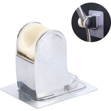 Support de pommeau de douche chromé élégant, design réglable et installation facile pour un espace de douche luxueux (1/5)