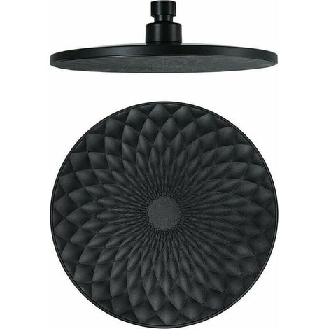 Runder 9-Zoll-Duschkopf aus ABS, wassersparend, Hochdruck-Regenduschkopf, G1/2-Anschluss, Schwarz-Crezuo