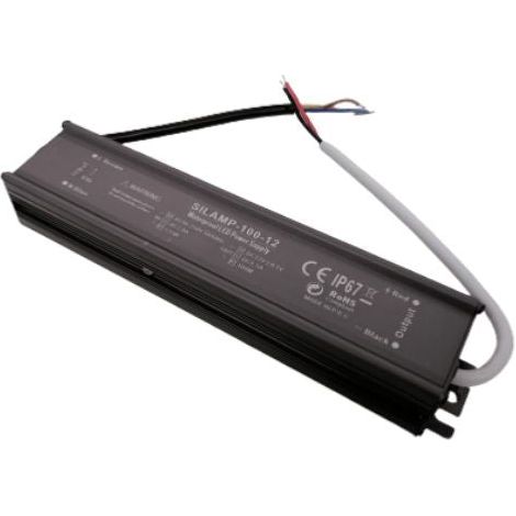 Silamp – Transformateur 220V 12V étanche IP67 100W DC 8.3A – Protection contre surtension et court-circuit – Installation facile pour éclairage LED (1/2)