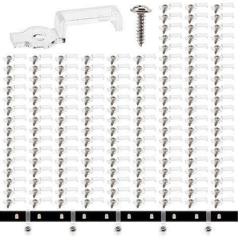 150 clips for 10mm LED strip, fixing clips for LED strip, with screws, suitable for 10mm wide LED strips. (1/5)