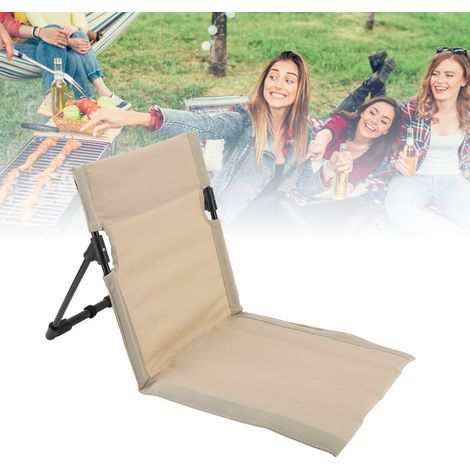 Silla de playa portátil y plegable con respaldo y soporte – Modelo color caqui – Aluminio Oxford 7075 600D – 68 x 39 x 40 cm – Cojín de camping (1/5)