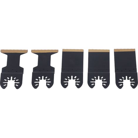 Lot de 5 lames oscillantes multifonction revêtement Ti acier carbone pour couper métal compatibles Bosch Dremel Fein Worx (1/5)