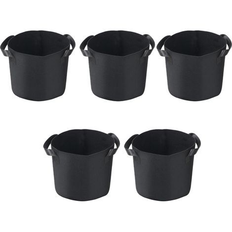 Set mit 5 Pflanzsäcken à 26,5 Liter (7 Gallonen) mit Griffen, aus strapazierfähigem und atmungsaktivem Vliesstoff, zum Anpflanzen von Gemüse und Blumen im Garten (1/5)