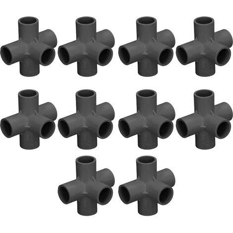 Lot de 10 raccords de tuyauterie en PVC 20 mm, coudes à angle droit 5 voies, connecteurs 3D pour meubles, noir (1/5)