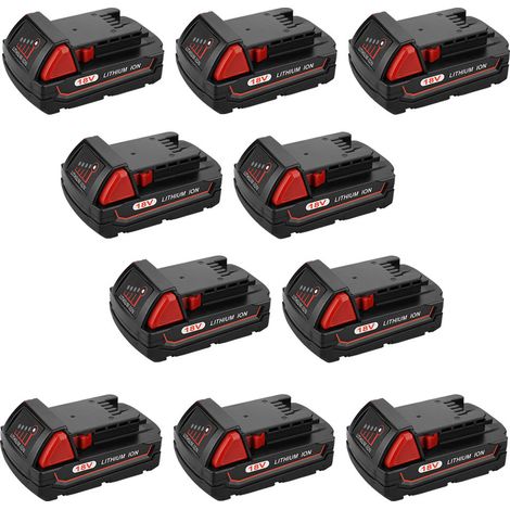 10X 3.0Ah 18V M18 Batterie pour Milwaukee 48-11-1850 48-11-1852 48-11-1820 48-11-1828 48-11-10 Milwaukee Batterie M18 B5 (1/5)