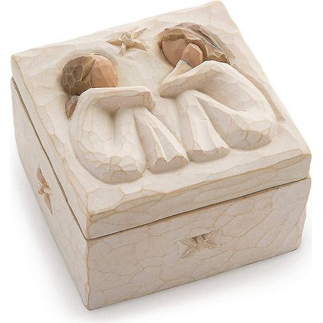 Boîte à souvenirs sculptée et peinte à la main. À l'intérieur du fond de la boîte, un message d'amour et d'amitié se révèle. (1/5)