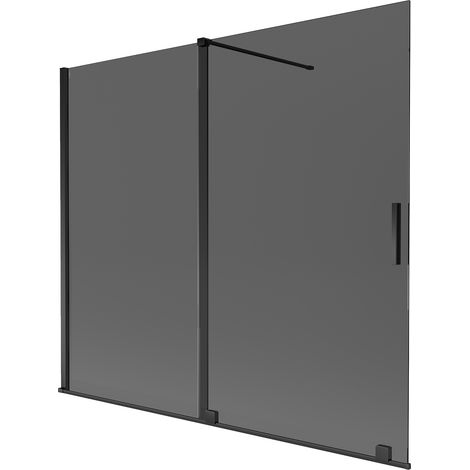 Mexen Velar mampara de ducha, corredera de 2 paneles, 180 x 150 cm, grafito, negro - 896-180-000-41-70 (1/2)