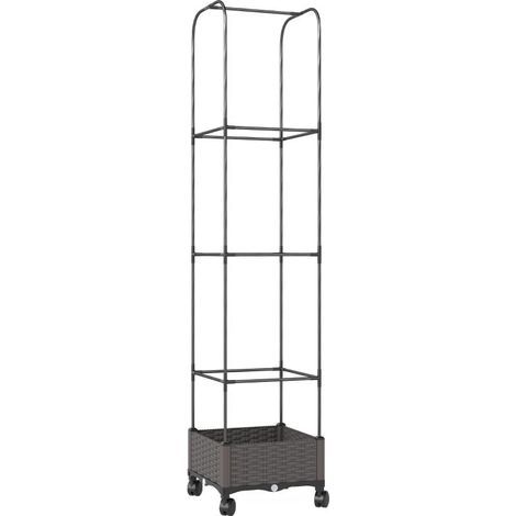 Hochbeet mit beweglichem Rankgitter – Räder, Abflussloch – 40 x 40 x 185 cm – Mobiles Pflanzgefäß für Kletterpflanzen (1/5)