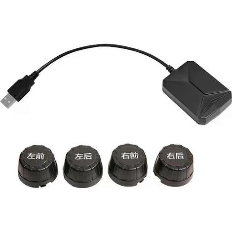 Sistema de monitoreo de presión de neumáticos (TPMS) para automóvil, con USB y Android, pantalla para 4 sensores internos y externos, navegación y alarma de neumáticos. (1/5)