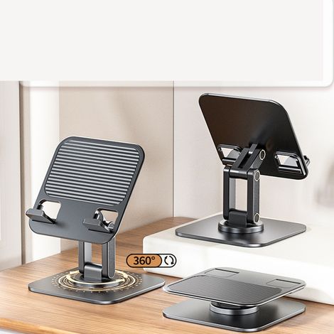 Tablet-Ständer für den Schreibtisch – [360° drehbarer Metallfuß] Verstellbarer, tragbarer und faltbarer iPad-Halter für iPad Pro, Air, Mini, Samsung und iPhone (1/5)