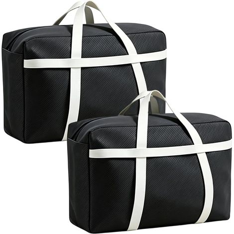 Grand Sac de Rangement 150L, Lot de 2 Housse Rangement Couette en Tissu Non Tissé, Boîte de Rangement sous Lit Pliable avec Poignées Renforcées pour Édredons, Couvertures, Noir (1/5)