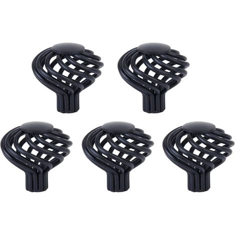 SABIR 5Pcs Quincaillerie De Cabinet En Fer Forgé Noir Cage à Oiseaux Bouton Armoire Poignée De Porte - Dia.1.3inch (1/5)