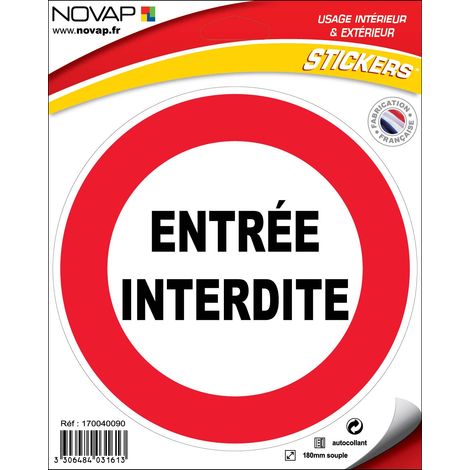 Panneau Entrée interdite - Vinyle adhésif Ø180mm - 4031613