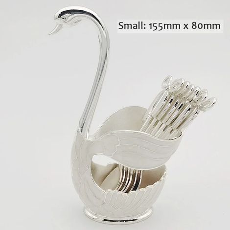 (Blanc, 6 cuillères) Porte-couverts en forme de cygne, rangement luxueux pour les couverts, décoration de cuisine élégante.