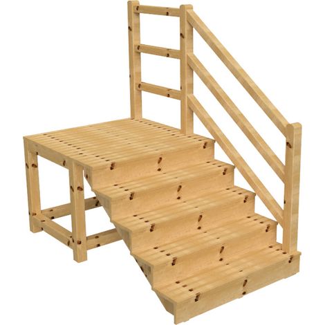 MILANO Außentreppe 5 geschlossene Stufen H88 cm - Podest L116 x B120 cm - Treppengeländer rechts - Podestgeländer rechts