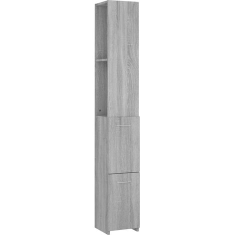 Meuble de Rangement Toilette,Armoire de bain Sonoma gris 25x25x170 cm Bois d'ingénierie -80664 (1/5)