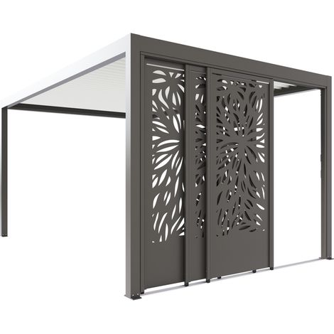 Paroi Coulissante Tôle Aluminium 3m08 Gris Pour Pergola S et SV ORIAL Bioclimatique France (1/2)