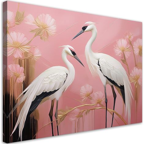 Quadro su tela, Uccelli gru rosa - 60x40 (1/5)