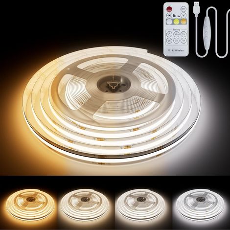 USB Ruban LED COB Blanc CCT Réglable 2M 640LEDs/M, 5V Dimmable 2700K-6500K Bande Lumineuse LED COB CRI90+ Rétroéclairage du moniteur TV, bande lumineuse sous l'armoire pour l'éclairage (1/5)