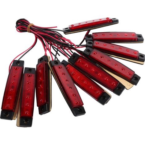 10 Feux de Gabarit LED 6 Diodes Marqueur Latéral pour Camion Fourgon Caravane Poids Lourd Feu Rouge (1/5)