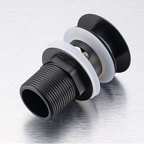 Bonde de Lavabo Noir avec Trop-Plein, Bonde de Lavabo Pop Up Noir Universelle, Bonde de Vidage avec Trop-Plein, Bonde de Vidange avec Trop-Plein, Bonde Pop Up Automatique pour Vasque a Poser, Bluedeer (1/3)