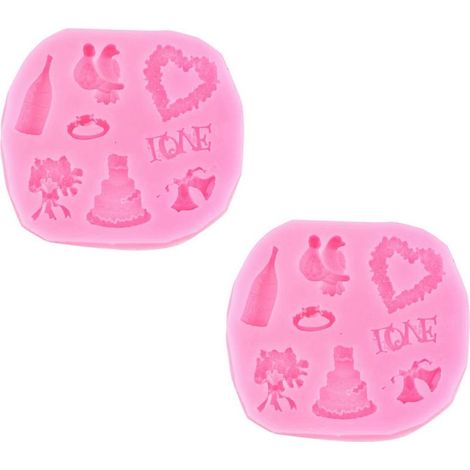 2er-Set Silikonformen für Fondant, Schokolade und Torten für Hochzeiten, DIY (1/5)