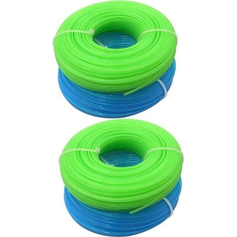 Fil de tondeuse universel en nylon, bobine de 1,6 mm x 30 m, lot de 4, vert et bleu (1/4)
