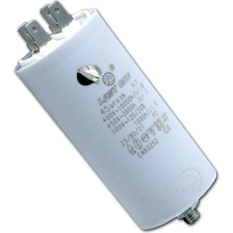 Condensateur moteur 45µF 450V – Faston 45x100mm – M8 – Pour applications industrielles et équipements électroménagers - Ct45mf450v