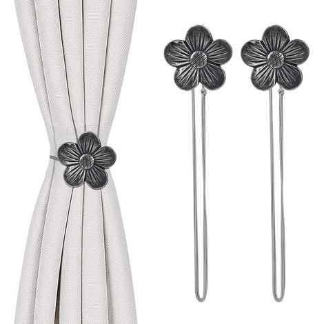 2 attaches magnétiques fleur, 5 couleurs, aimant puissant, corde ajustable pour rideaux. (1/5)