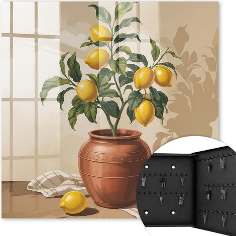 Armoire à clés - (30 cm x 30 cm) - Boîte à clés murale - Coffret de rangement pour clés - Couleur noire - Ouverture vers la droite - Pour maison et bureau - citronnier
