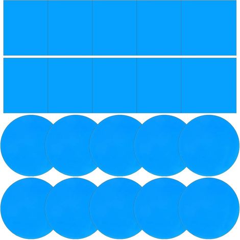 20 PCS Rustine pour Piscine, Patchs de Réparation de Piscine en Vinyle Kit de Réparation de Piscine Liner Auto adhésif en PVC pour Tente Spa château Gonflable 10 Carrés + 10 Cercles Bleu