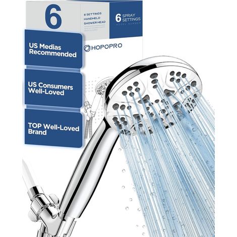 Douchette à main avec 6 modes de pression et arrêt de l'eau d'une simple pression Filtration multicouche anti-obstruction Douchette polyvalente pour la douche familiale et le nettoyage des animaux de (1/5)