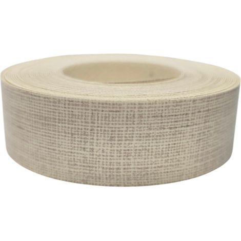 1x Bande de Chant Thermocollant 21mm x 5m Epaisseur 0,50mm Mélaminé Facile à Appliquer Bricolage Étagère Meuble Panneau Bois Durable, Textile Beige (1/2)