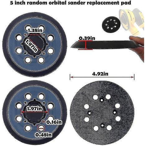 Lot de 2 plateaux de rechange pour ponceuse orbitale Dewalt DWE64233 et N329079, disques de ponçage auto-agrippants de 5 pouces à 8 trous (1/2)