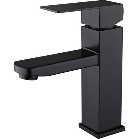 Basin mixer 304 stainless steel black basin mixer hot and cold adjustable (1/5)