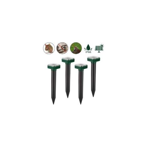 Repelente solar ultrasónico para topos y otros animales, para el control de topos y plagas, clasificación IP56, para uso en jardines, paquete de 4 unidades - Crezuo