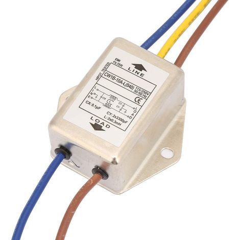Filtre de Réseau EMI 230V, CW1B-10A-L(040) Filtre Monophasé pour 115V/250V, 10A, 50/60Hz – Protection Contre les Interférences Électromagnétiques