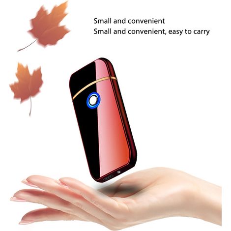 Briquet électrique rechargeable USB double face rouge, sans flamme, coupe-vent, rechargeable, clé extérieur (1/5)