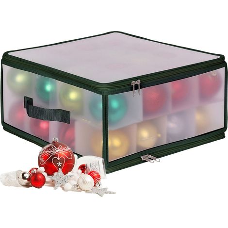 Caja de almacenamiento para adornos navideños con separadores ajustables