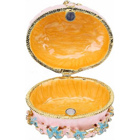 Enamel Honeycomb Lace Jewelry Box, Hand-Painted Trinket Organizer with Snap Closure and Floral Details, Ideal for Rings, Earrings (3) (1/5)