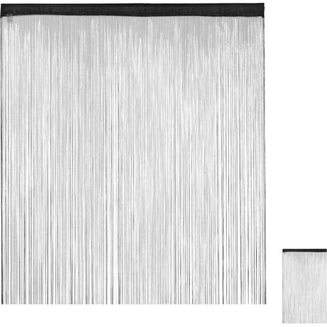 Rideau Fils, Rideau Franges, Rideau de Porte fenêtre, Rideau 245 cm Hauteur, 145x245 cm, Noir (1/5)