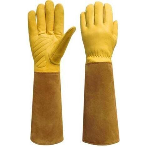 Gants de jardinage longs anti-épines et coupe — Taille 11,5 cm, couleur marron, matière résistante — Lot de 1 (1/5)