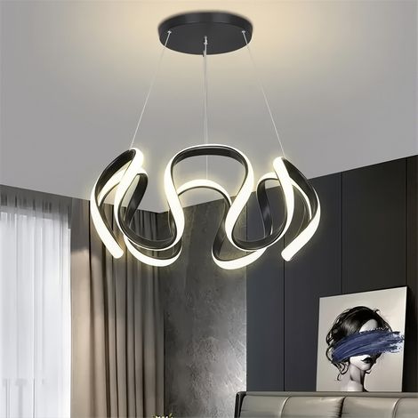 AUTRUCKER Lustre LED, restaurant de luxe nordique, salon, table à manger, décoration de bar moderne personnalisée design lumineux-noir (1/2)