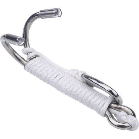 Hameçon double en acier inoxydable pour plongée sous-marine avec ligne pour plongée en grotte (blanc) (1/5)