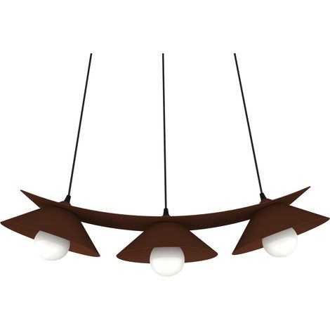 LUMICOM  MILLER Sospensione, 3X E27, max 42W, metallo, marrone corten, L.70cm (1/4)