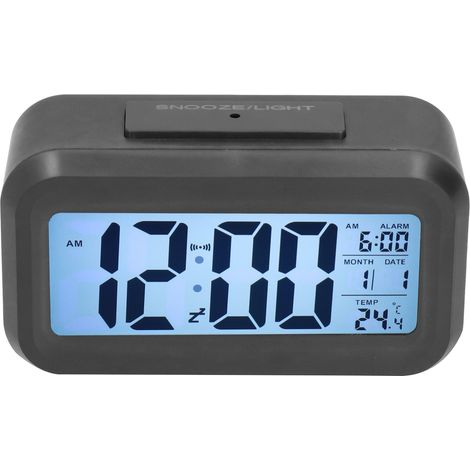 LED-Digitalwecker mit großem Display, Nachtlicht und Schlummerfunktion für Schlafzimmer und Büro – Schwarz (1/5)