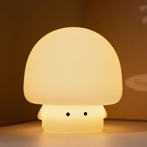 Cute Baby Mushroom Night Light Rechargeable Dimmable Silicone for Kids Holiday Gifts Veilleuse Champignon Bébé Silicone Rechargeable Réglable, Cadeau de Fête(Blanc) (1/5)